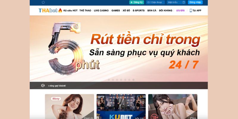 Giao diện web Thabet bắt mắt